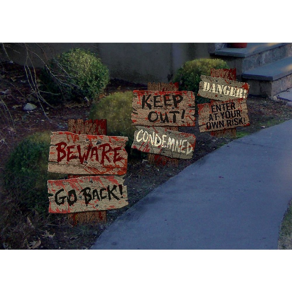 NEW 3 Piece Scary Halloween Outdoor Decorations Yard Signs with Metal Stakes